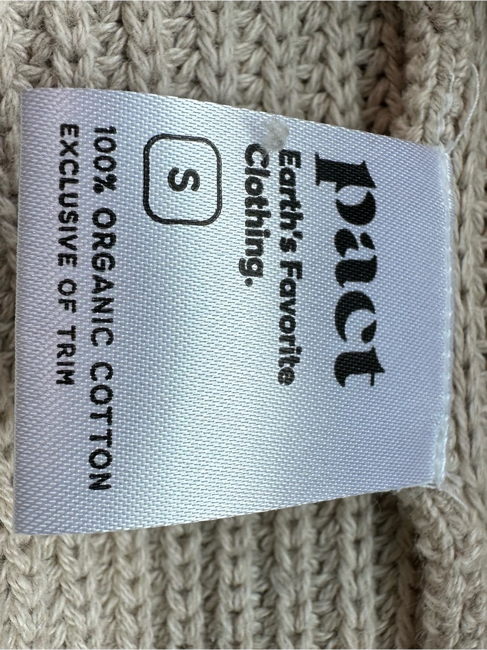 PACT Women’s Luxe Knit Henley Sweater Size S 100% Organic Cotton Beige - Picture 6 of 14